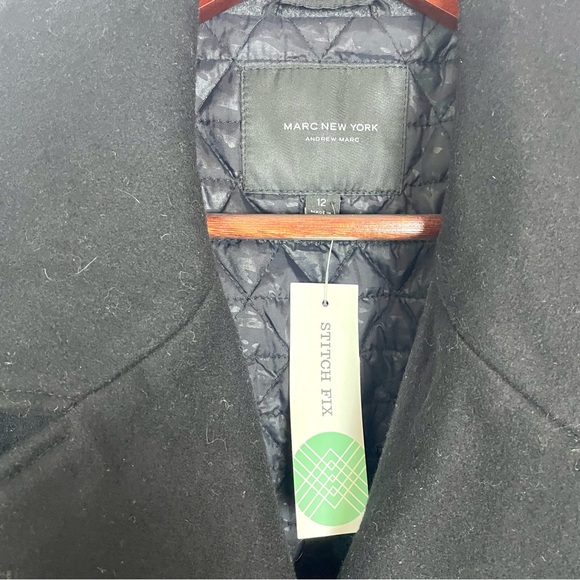 NWT Marc New York Wool Blend Borlange Collared Peacoat Black Women's Size 12 - Picture 2 of 13